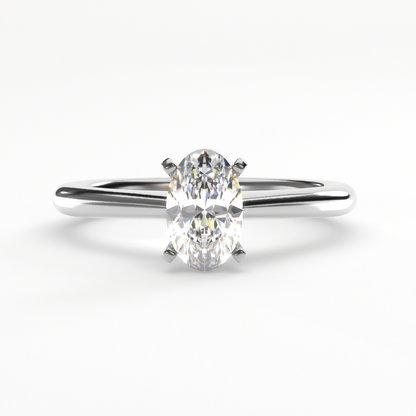 Oval Diamond Solitaire Ring in 14K White Gold